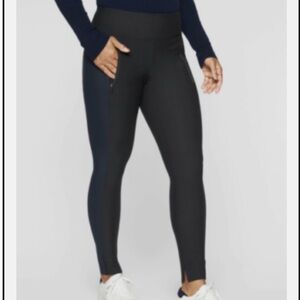 Athleta Stellar Two Tone Tight Black Navy Blue pant Size M